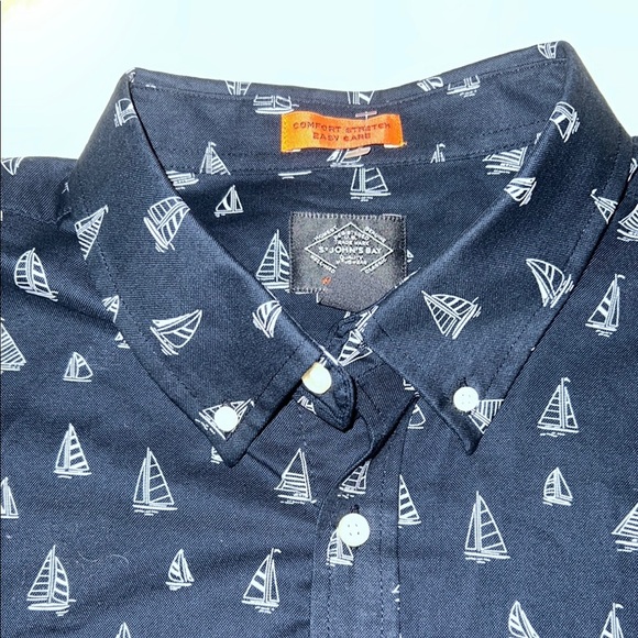 St. John's Bay Blue Casual Button Down Shirt Nautical Design - Picture 16 of 16